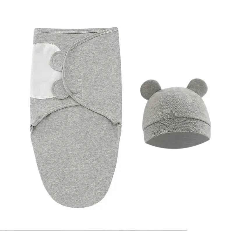 100% Organic Cotton Baby Swaddle Blanket Wrap Hat Set for Infant Adjustable Newborn Swaddle Baby Swaddle for 0-3 Month by DSERS
