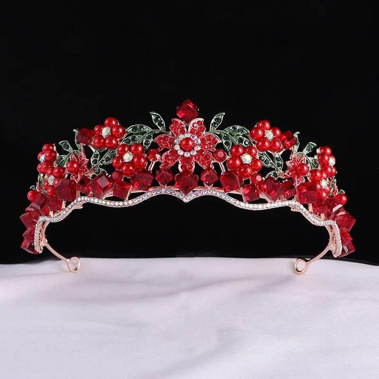Luxury Baroque Purple Crystal Pearl Bridal Crown Tiara Magnificent Rhinestone Diadem for Bride Headband Wedding Hair Accessories Tiaras by DSERS