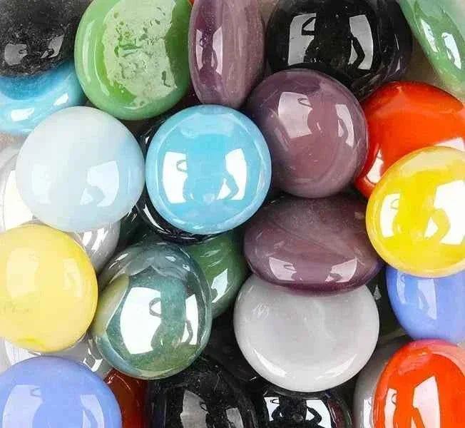 100g/3.52oz(Approx. 18-25pcs) Oblate Bead Glass Mosaic Tiles Colorful Round Mosaic Making Material Multi Diameter DIY Craft Tile by DSERS
