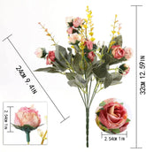 Rose Artificial Flowers Silk Flower with Stems Fake Flowers Bouquet Centerpiece for Party Table Floral Home Bridal Wedding Decor by DSERS