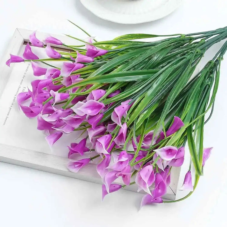 Artificial Calla Lily Bouquet 33cm Fake Flowers for Indoor Home Room Decor Garden Wedding Decora Outdoor Vase Flower Arrangement by DSERS