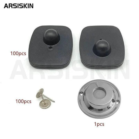 100pcs Anti Theft Tags Rf 8.2Mhz Mini Square EAS Retail Security Clothes Hard Tags for Garment Shop Supermarket with Pins Unlock by DSERS