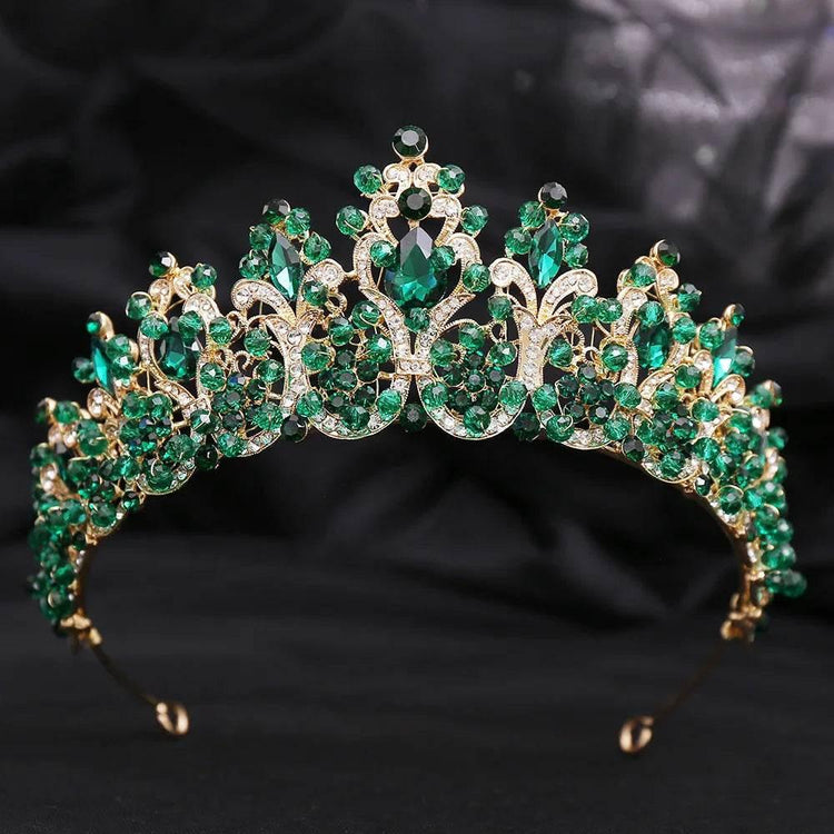 Baroque Pink Crystal Beads Bridal Crowns Handmade Tiaras Bride Headbands Rhinestone Diadem Queen Crown Wedding Hair Accessories Tiaras by DSERS