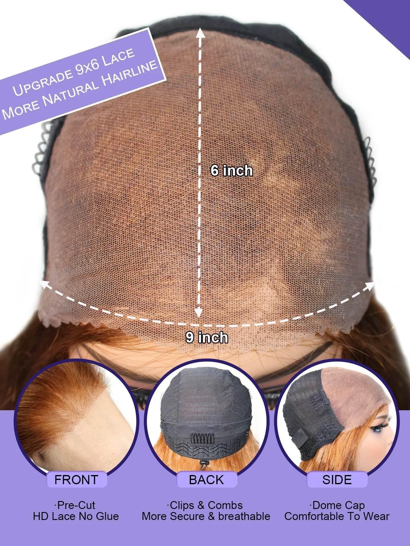 Colored Ginger Blonde 9X6 Glueless Lace Front Human Hair Wig Ready To Go&Wear Glueless Body Wave Lace Wig Burgundy Straight Wigs Hair Wig by DSERS / AliHairs Store