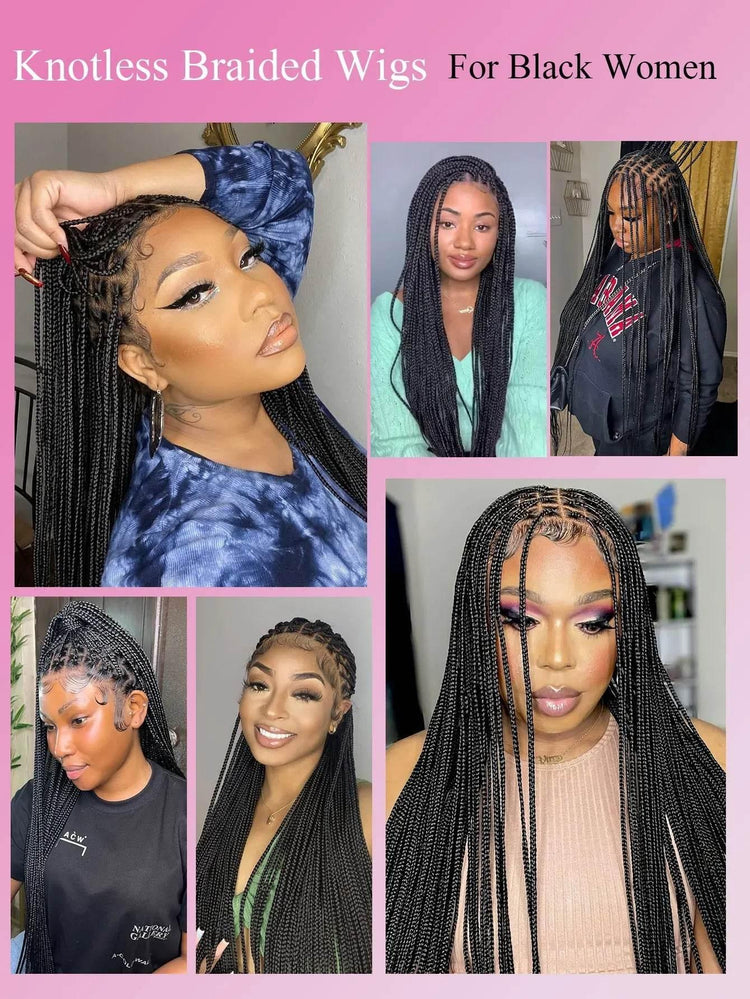 Synthetic Small Square Cornrows Braided Wigs Full Lace Knotless Box Braids Wig For Black Women 36 Inch Locs Goddess Braiding Wig Braided Wigs by DSERS / AliHairs Store