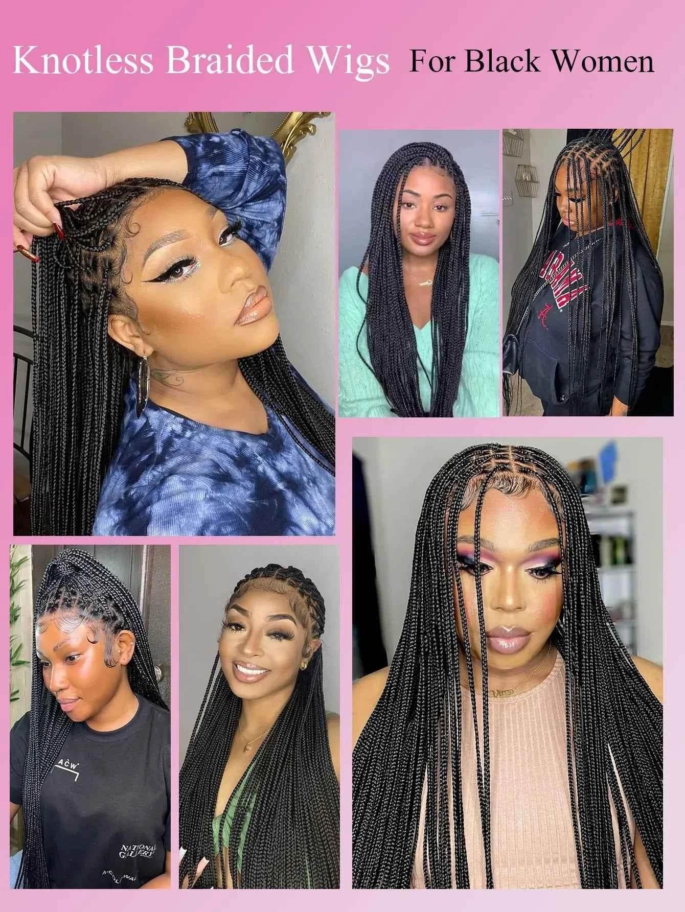 36Inch Cornrow Braided Wigs Synthetic Full Lace Knotless Braided Lace Wig With Baby Hair Small Part Braids Wig For Black Women Braided Wigs by DSERS / AliHairs Store