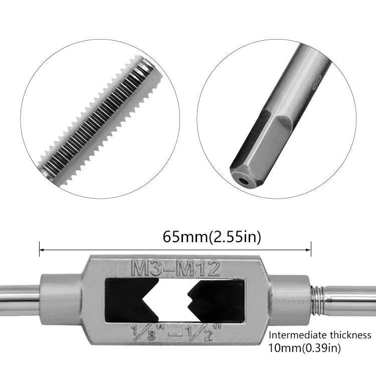 M3-M12 8/6 PCS Metric Hand Tap Set HSS Right-handed Tapping Drill Thread Punching Wrench Hand Tools Male to Make Thread in Steel Hand Tap Set by DSERS