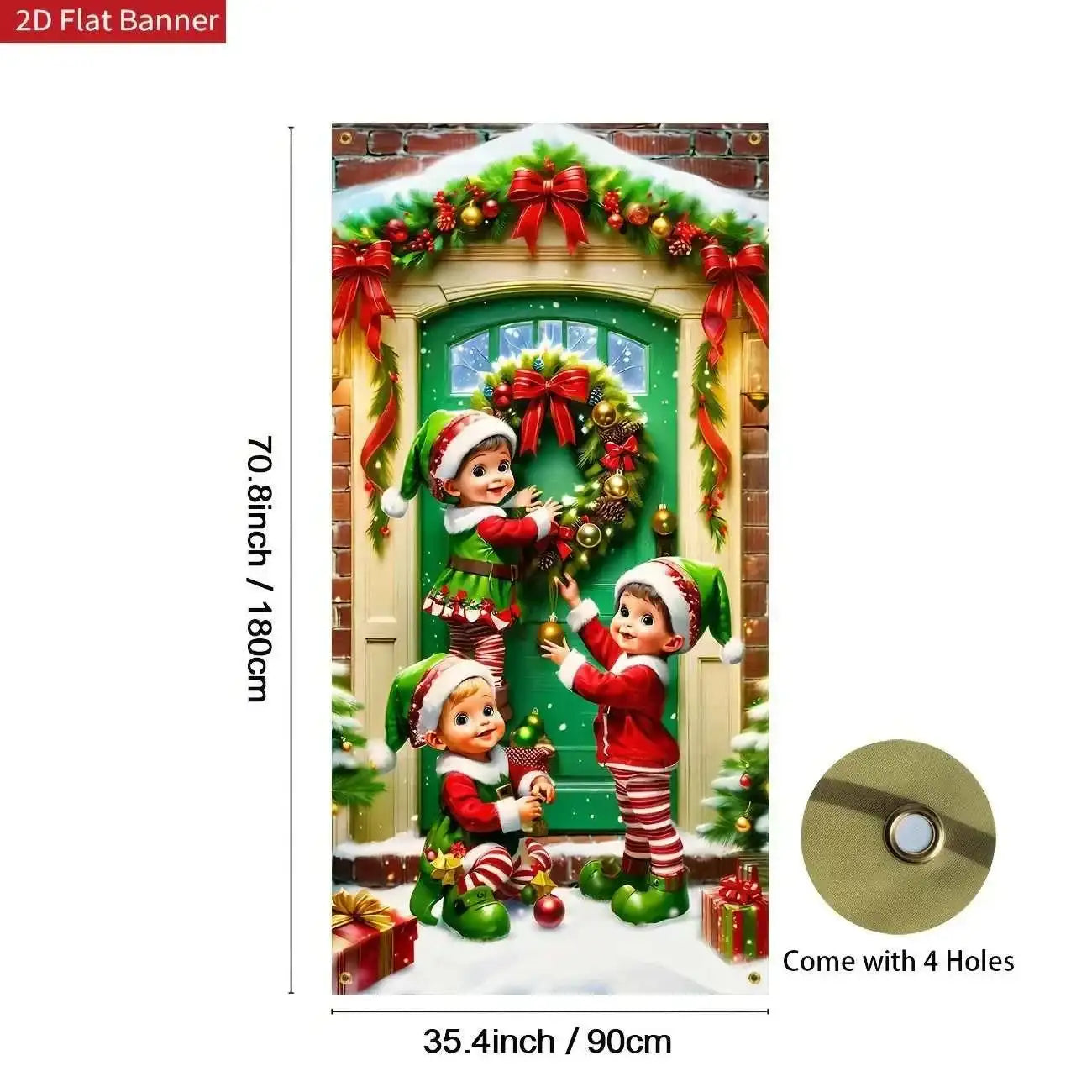 2D door signs, Christmas fairy doors, holiday door curtain flags, family front door signs, porch garden decorations by DSERS