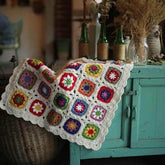 Handmade Knitting Crochet Hair Blanket Grandmother Daisy Rustic Style Decorative Tablecloth Home Decor Accessories by GiFTiFY