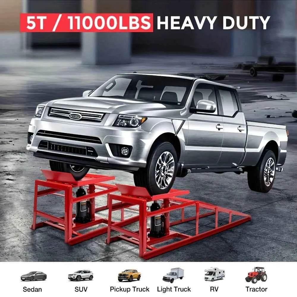 2pcs Heavy Duty Hydraulic Car Ramps 11000lbs Floor Jack Lift Ramps for Oil Changes, Truck Trailer, Home Garage & Auto Repair Car Ramps by DSERS