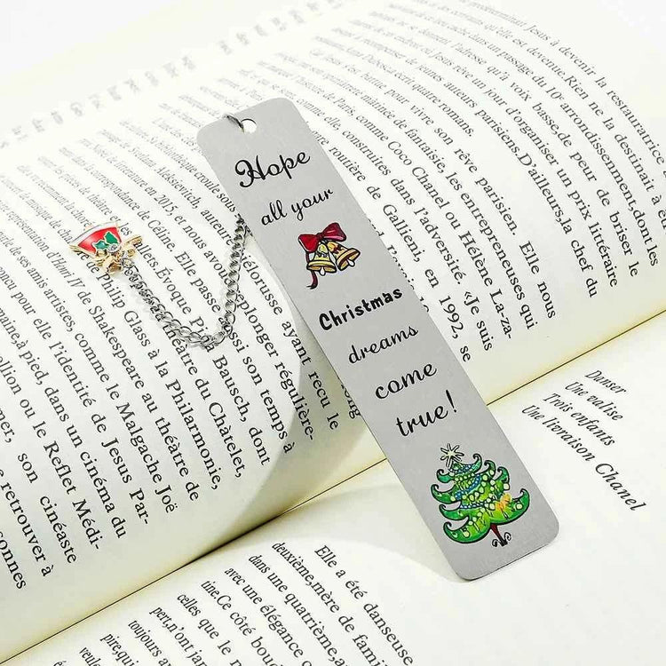 A stainless steel pendant bookmark about Christmas, the warmest Christmas reading gift for loved ones on Christmas Eve. by DSERS