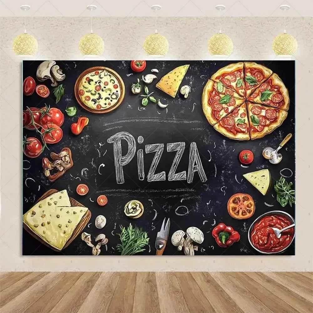 Quick Food Theme Birthday Party Decoration Hamburger French Fries Pizza Background Banner Photography Backdrop Supplies Kid Gift by DSERS