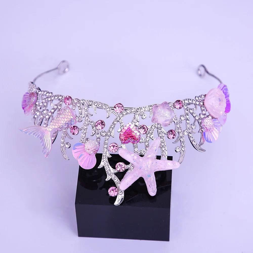 New Mermaid Crown Diadem Halloween Ocean Style Costume Seashell Starfish Hair Accessories for Women Girls Birthday Party Tiaras Tiaras by DSERS