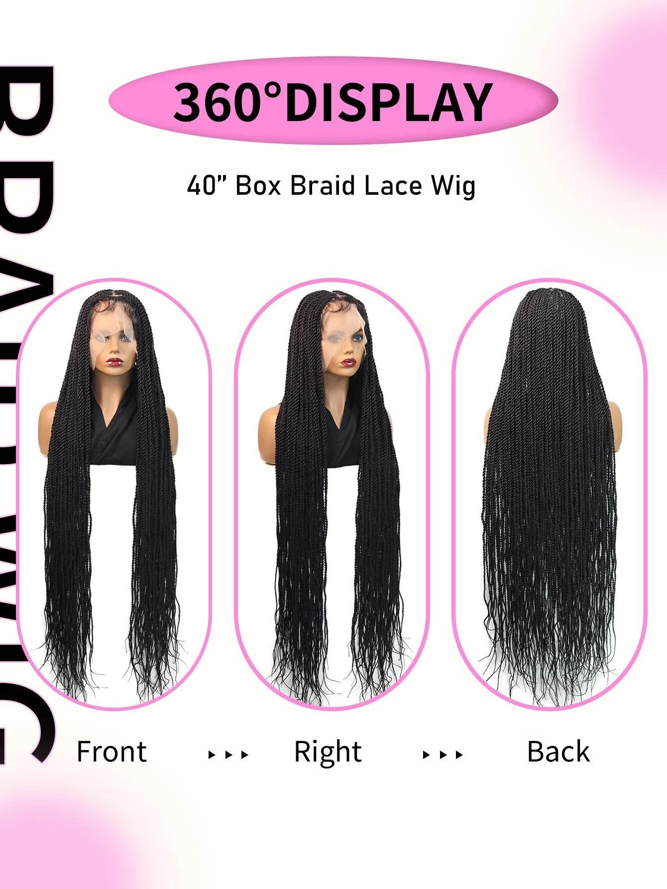 Senegalese Twists Synthetic Braided Wigs Long 40Inch Full Lace Wigs With Baby Hair Knotless Box Braiding Wigs For Black Women Braided Wigs by DSERS