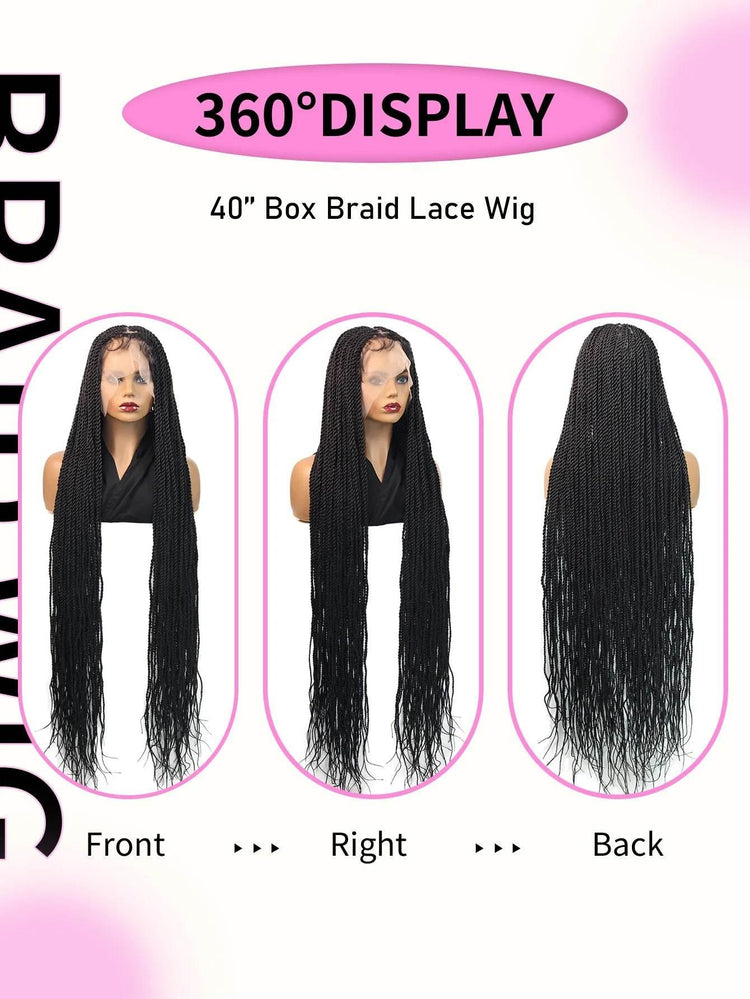 Senegalese Twists Synthetic Braided Wigs Long 40Inch Full Lace Wigs With Baby Hair Knotless Box Braiding Wigs For Black Women Braided Wigs by DSERS