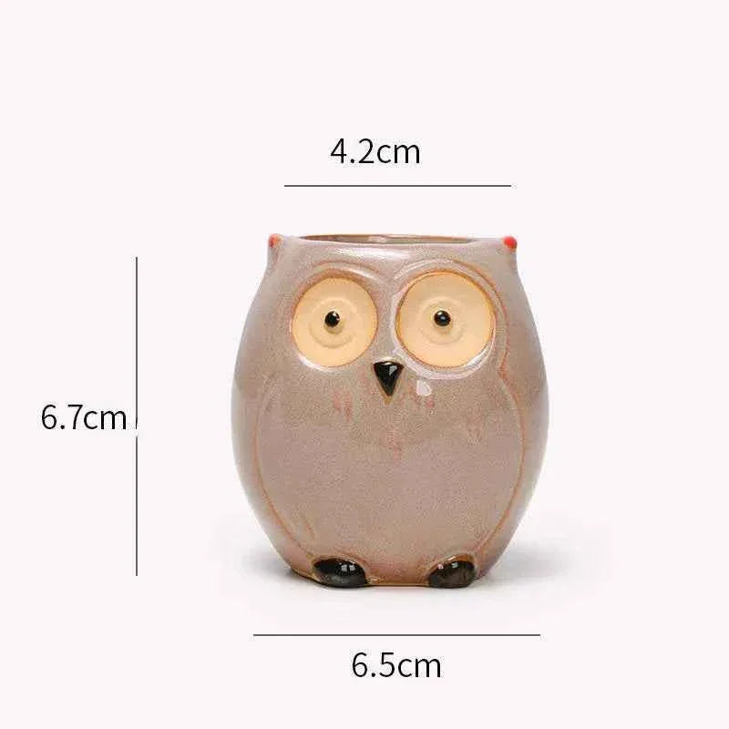 Ceramic Owl Flower Pot Garden Office Decoration Succulent Mini Owl Flowerpot Cute Animal Flowerpot Cactus Plants Planters by DSERS