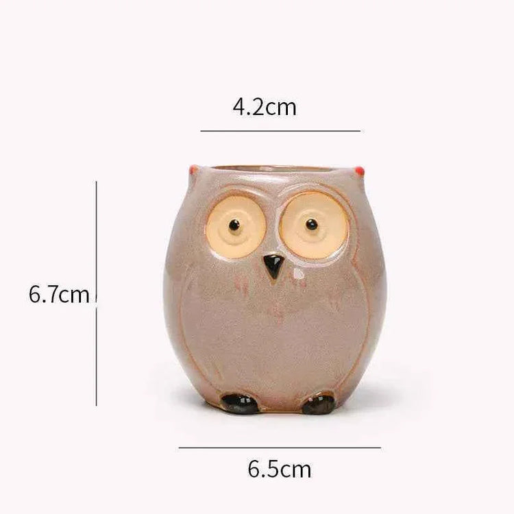 Ceramic Owl Flower Pot Garden Office Decoration Succulent Mini Owl Flowerpot Cute Animal Flowerpot Cactus Plants Planters by DSERS