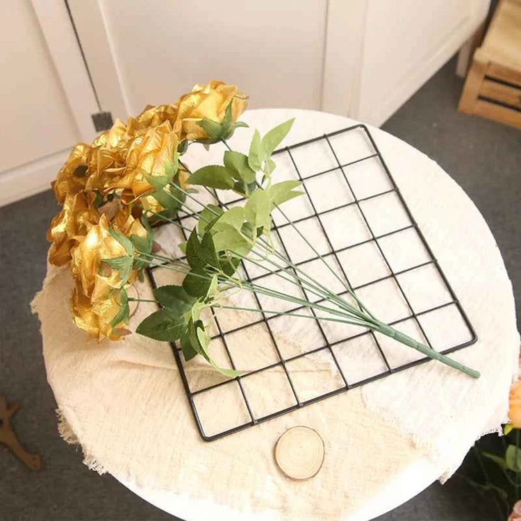 10/1 Heads Golden Silver Rose Artificial Flower DIY Wedding Floral Arrangement Material Silk Bridal Bouquet Photo Prop Home Deco by DSERS