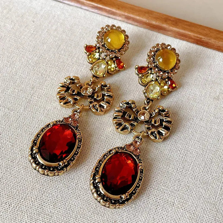 Draweye Bows Earrings for Women Medieval Palace Style Vintage Korean Fashion Aretes De Mujer Geometric Elegant Jewelry Earrings by DSERS