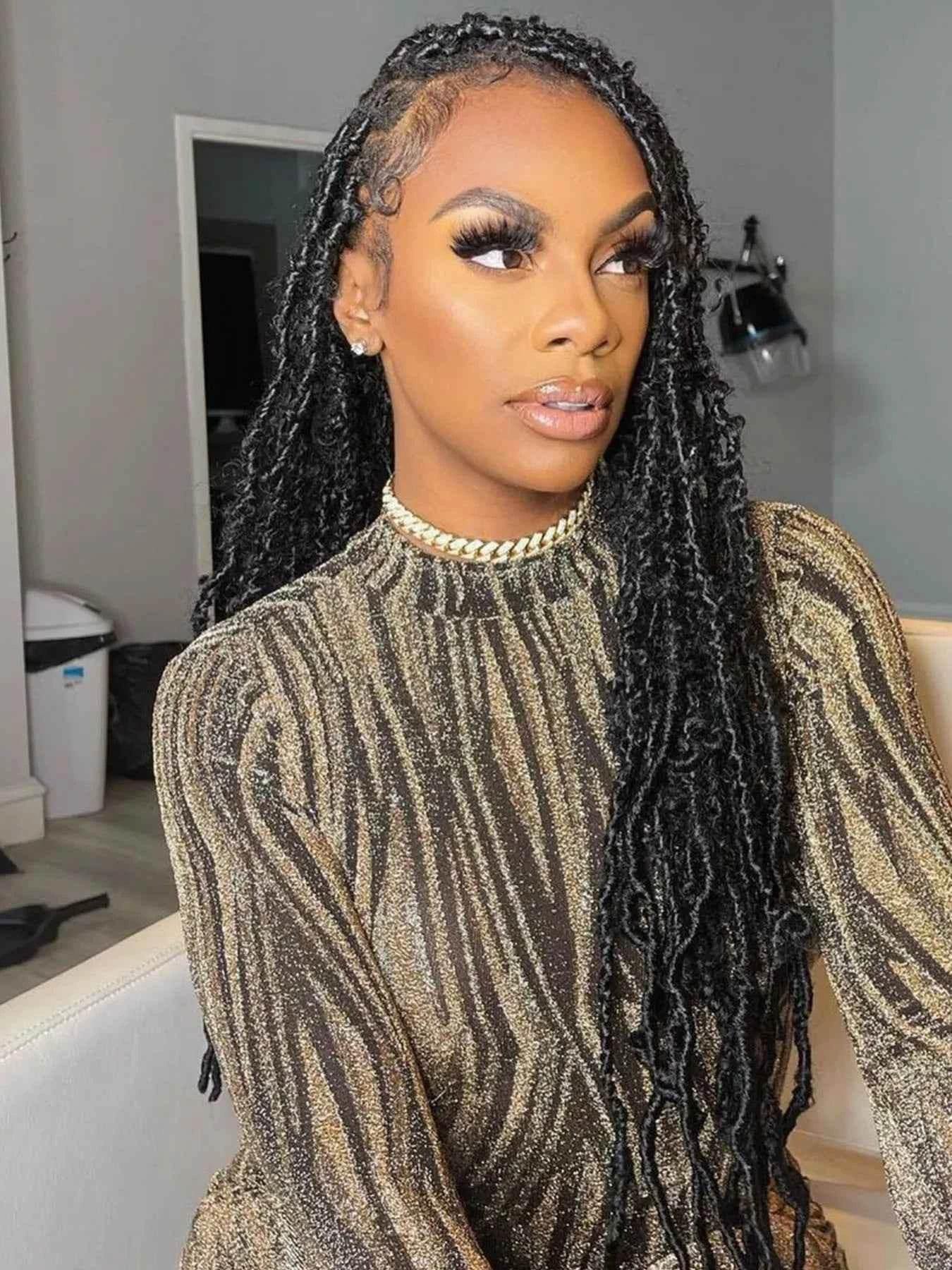Synthetic Lace Braided Wigs Faux Locs Lace Front Wig for Women Butterfly Locs Braids Wig Long Dreadlocks Free Part 40 Inch Braided Wigs by DSERS / AliHairs Store