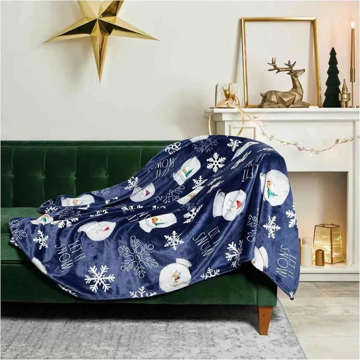 Christmas Blanket Soft, Decorative Blankets for Bed Cozy Throws for Sofa, Soft Plush Throw Embroidered Home Sweet Home by DSERS