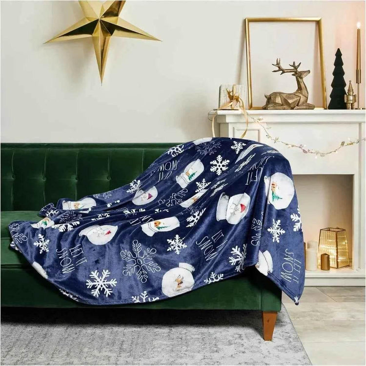 Christmas Blanket Soft, Decorative Blankets for Bed Cozy Throws for Sofa, Soft Plush Throw Embroidered Home Sweet Home by DSERS