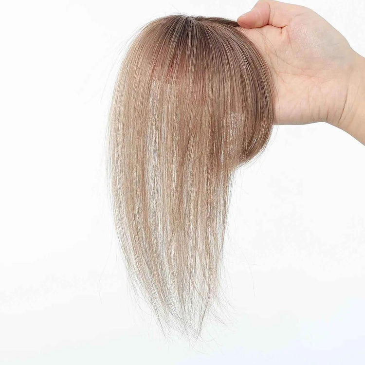 100% Remy Human Hair Toppers with Bangs Light Brown Hairpieces 3D Wispy Human Hair Bangs for Women Thin Hair Real Human Hair Topper Clip In Hair Accessories by Zopi / AliExpress