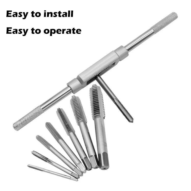 M3-M12 8/6 PCS Metric Hand Tap Set HSS Right-handed Tapping Drill Thread Punching Wrench Hand Tools Male to Make Thread in Steel Hand Tap Set by DSERS