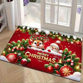 VIKAMA Red Flannel Christmas Santa Claus Entryway Rug Welcome Floor Mat Entrance Carpet Christmas Ornament Living Room Rugs by DSERS