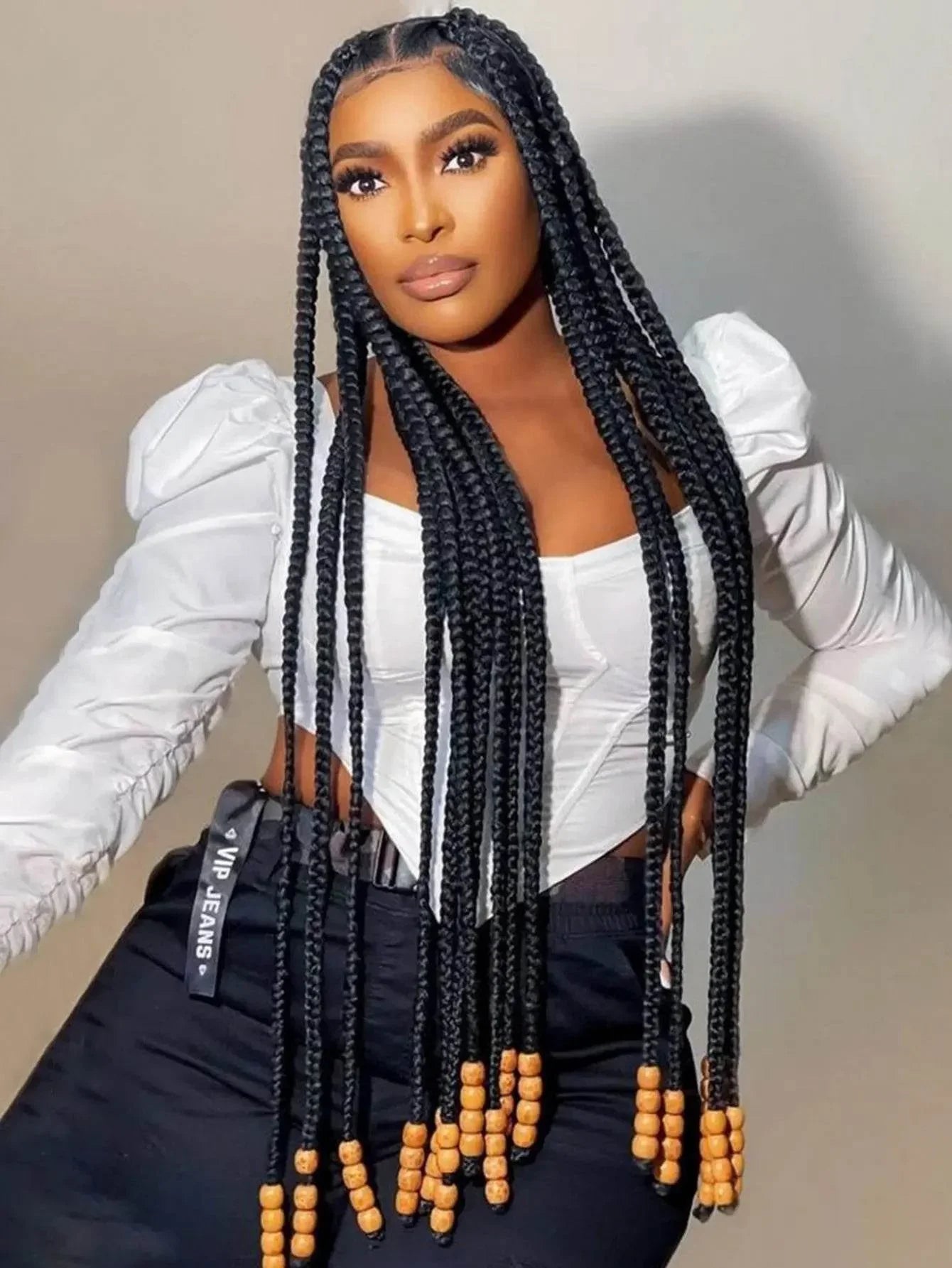 Tribal Synthetic Cornrow Braided Wigs Full Lace Wig 36Inches Knotless Jumbo Knotless Box Braids Wig Square Part For Black Women Braided Wigs by DSERS / AliHairs Store