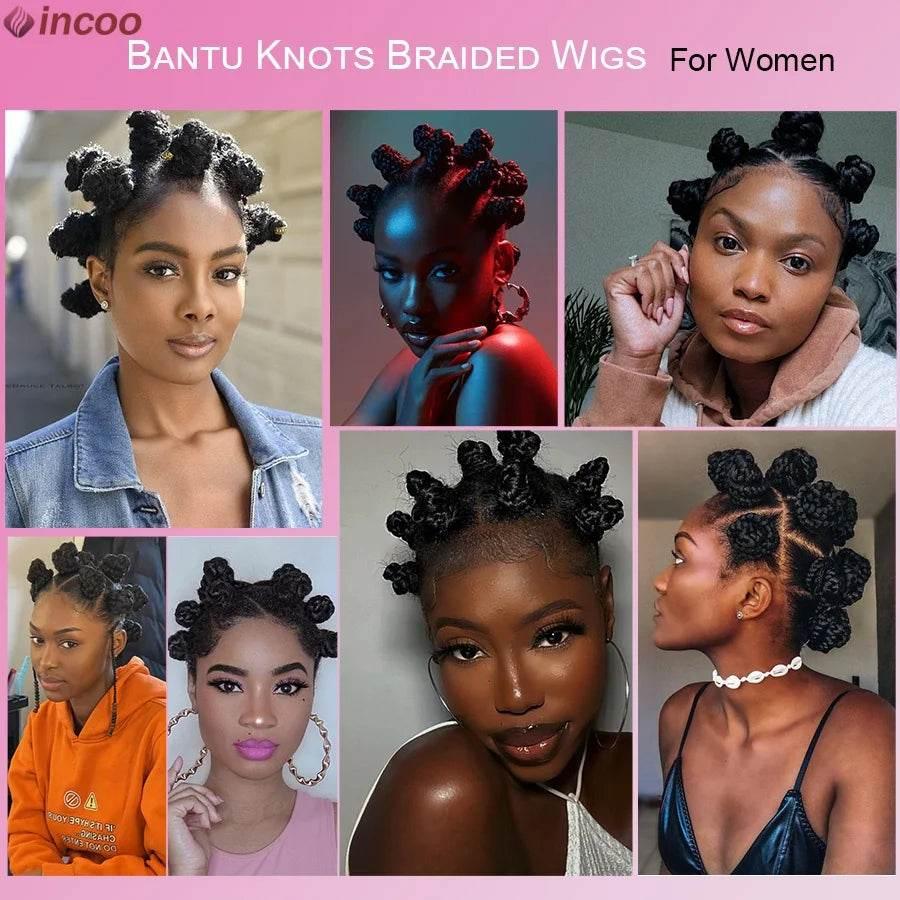 Summer Synthetic Bantu Knots Cornrows Braided Wigs Knotless Large Box Braids Wig Full Lace Wig For Black Women Handmade Twists Braided Wigs by DSERS / AliHairs Store