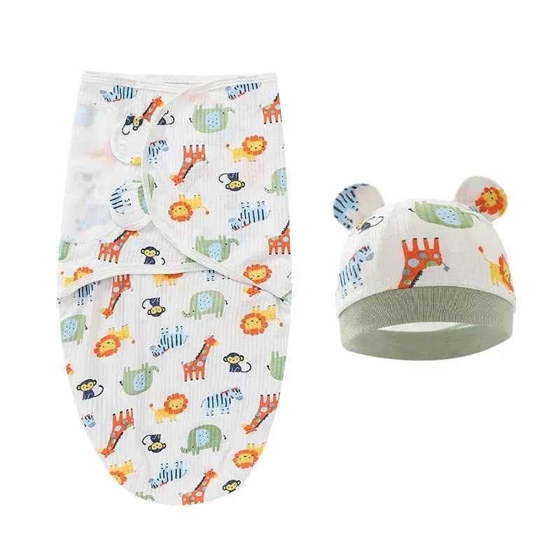 Newborn Baby Wrap Anti-Startle 2Pcs/Set Baby Swaddle Sleeping Cocoon Design 100%Cotton Baby Adjustable Blanket 0-6 Months by DSERS