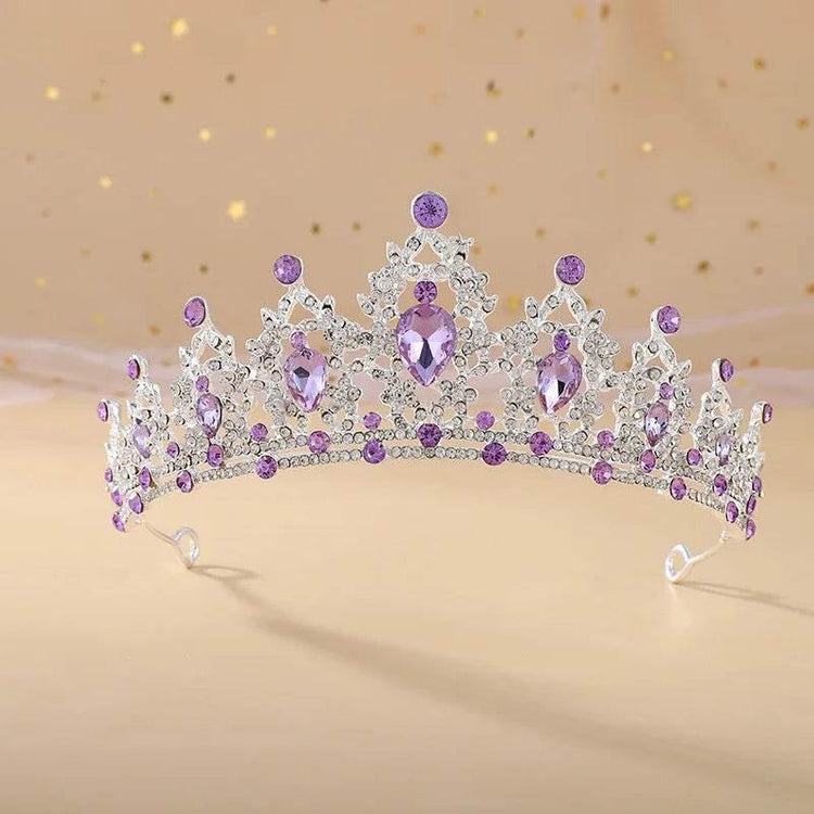 Baroque Gold Color Champagne Crystal Heart Bridal Tiara Crown Rhinestone Pageant Diadem Veil Tiara Headband Wedding Hair Jewelry Tiaras by DSERS