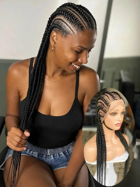 Cornrow Braids Wig Synthetic Full Lace Front Braided Wigs For Black Women 36 Inches Long Locs Goddess Braids Wig With Baby Hair Braids Wig by DSERS / AliHairs Store