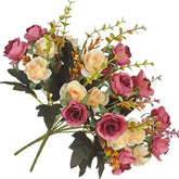 12 Heads Rose Artificial Flowers Fake Two color Flowers with Stems Faux Roses Flower Bouquets Home Wedding Christmas Party Decor by DSERS