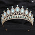Baroque Blue Green Pink Opal Tiara Crowns Hair Jewelry Rhinestone Diadem Birthday Party Wedding Crystal Bridal Crown Accessories Tiaras by DSERS