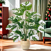 Realistic Artificial Monstera Plant with White Striped Leaves - Perfect for Indoor/Outdoor Decor Weddings Hotels Gardens by DSERS
