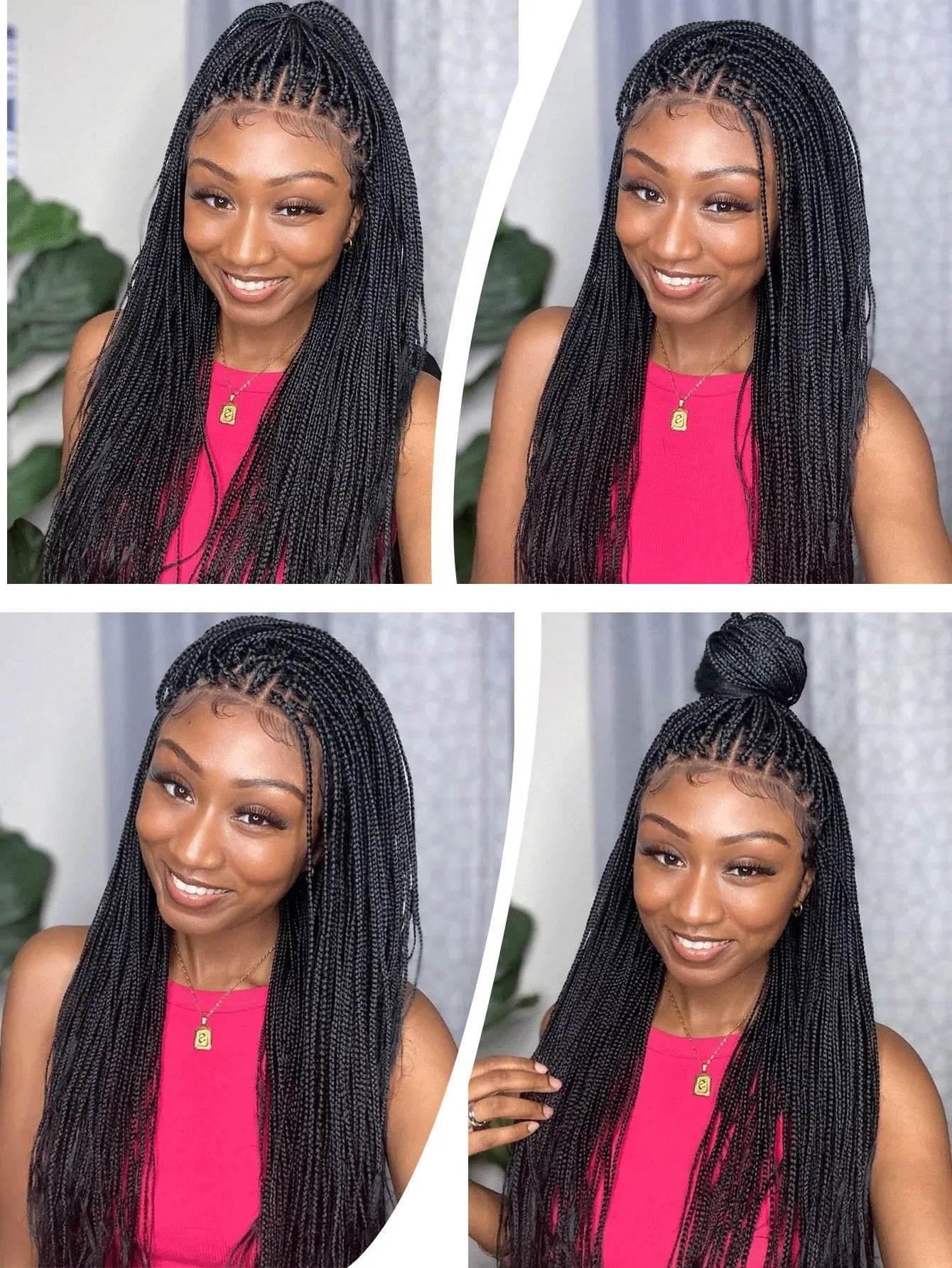 Synthetic Small Square Cornrows Braided Wigs Full Lace Knotless Box Braids Wig For Black Women 36 Inch Locs Goddess Braiding Wig Braided Wigs by DSERS / AliHairs Store
