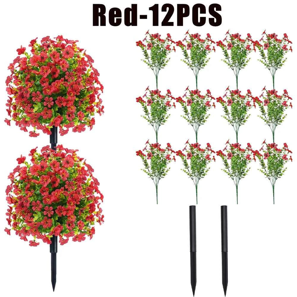 Fake Flowers Outdoor UV Resistant Faux Plants For Outside Yard Wedding Indoor Home Kitchen Farmhouse Decor Artificial Plants by DSERS