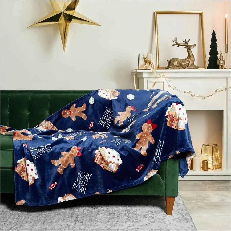 Christmas Blanket Soft, Decorative Blankets for Bed Cozy Throws for Sofa, Soft Plush Throw Embroidered Home Sweet Home by DSERS