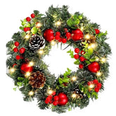 20-60cm Christmas Wreath with LED Fairy Light Door Hanging Garland Pine for Home Decorations Xmas Party Supplies Happy New Year by ALIEX/https://shorturl.at/mvCZo