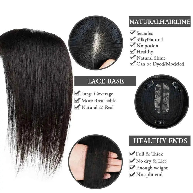 Doreen 13*13cm 8" 12" 16" Topper Human Hair Bangs Real Remy Human Hair Toppers for Women With Thin Hair Silk Base with Hair Weft Hair Accessories by Zopi / AliExpress