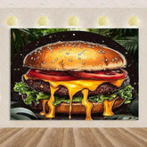 Quick Food Theme Birthday Party Decoration Hamburger French Fries Pizza Background Banner Photography Backdrop Supplies Kid Gift by DSERS