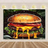 Quick Food Theme Birthday Party Decoration Hamburger French Fries Pizza Background Banner Photography Backdrop Supplies Kid Gift by DSERS