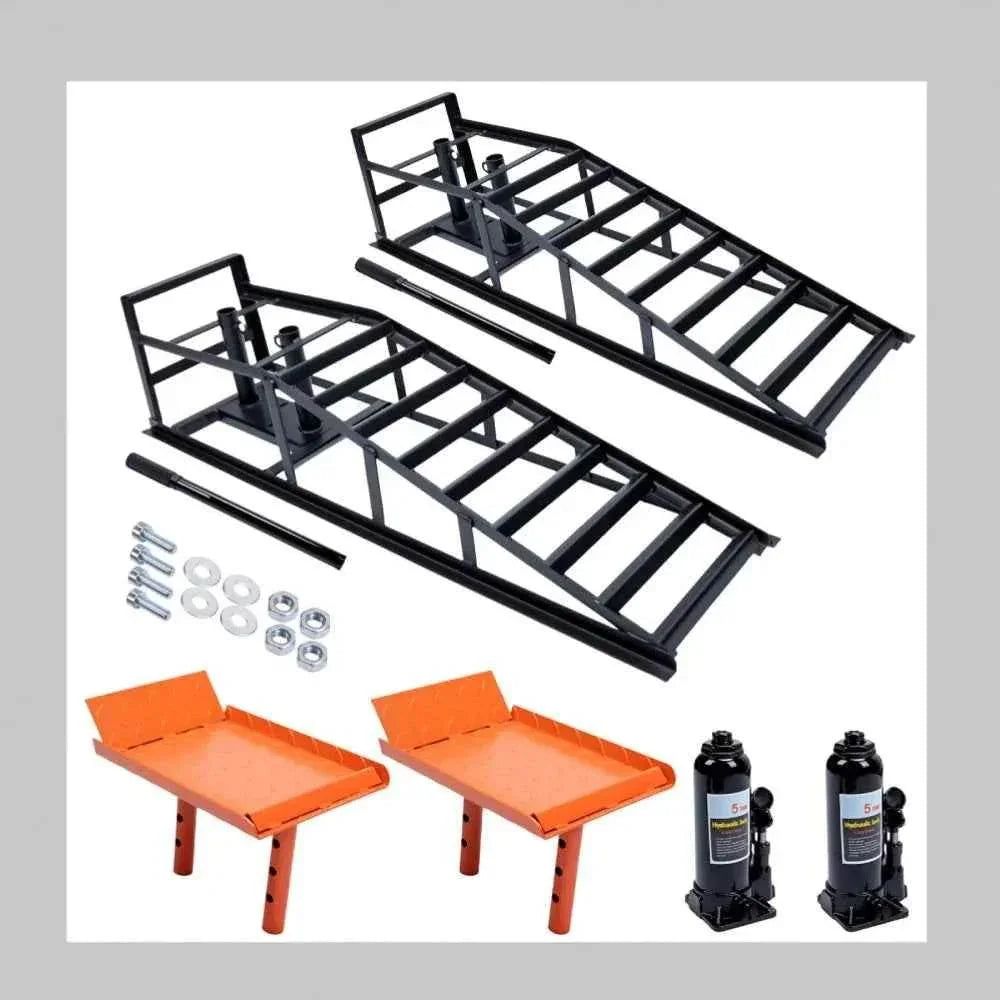 2pcs Heavy Duty Hydraulic Car Ramps 11000lbs Floor Jack Lift Ramps for Oil Changes, Truck Trailer, Home Garage & Auto Repair Car Ramps by DSERS