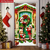 2D door signs, Christmas fairy doors, holiday door curtain flags, family front door signs, porch garden decorations by DSERS