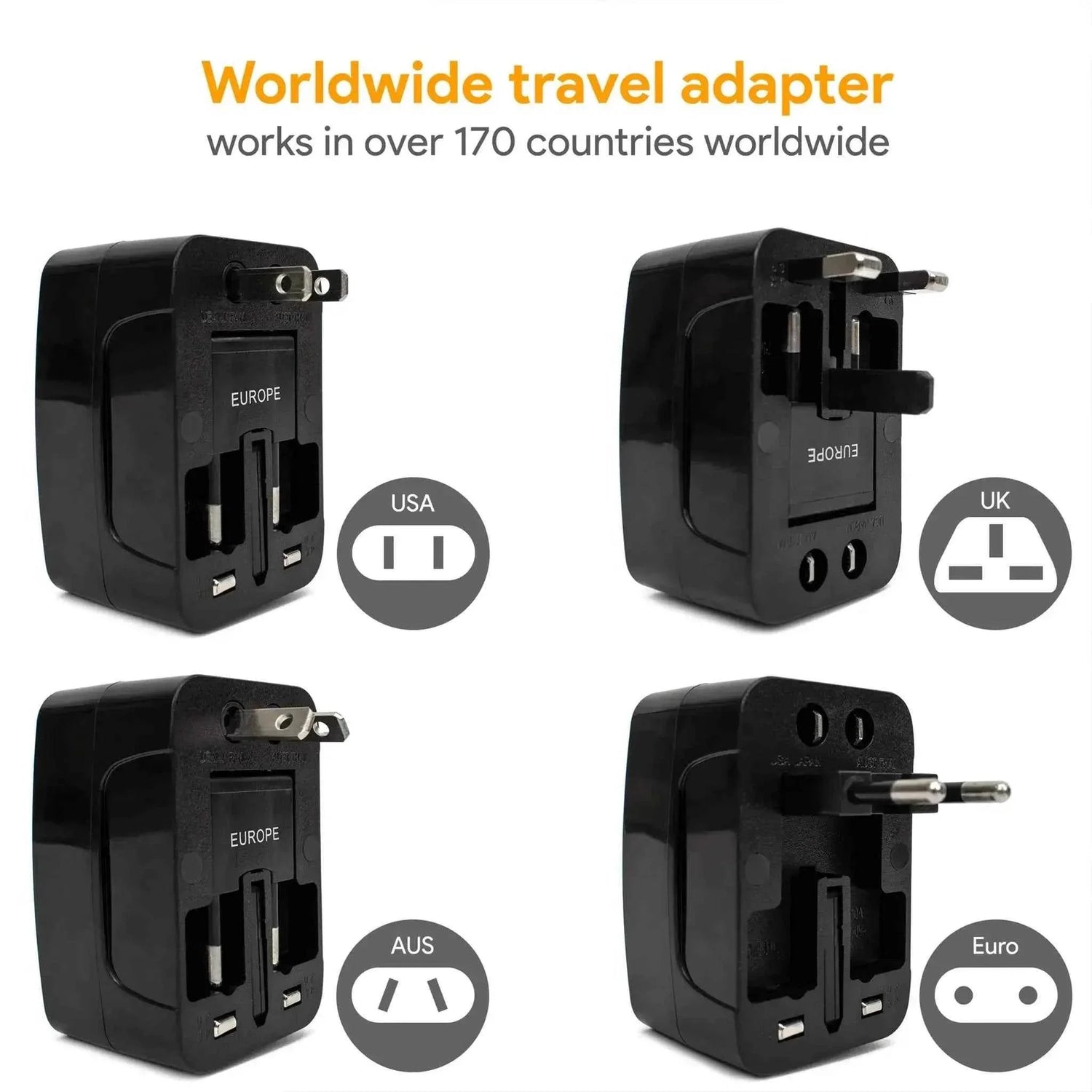 International Travel Adapter with USB Ports Power Adapters by Travellty
