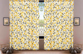DaDa Bedding Set of 2 Botanical Floral Window Curtain Panels - Natural Semi Sheer Yellow Fleur Golden Orange Spring Time Tulips Straight Tailored Edge Curtains by DaDalogy Bedding Collection