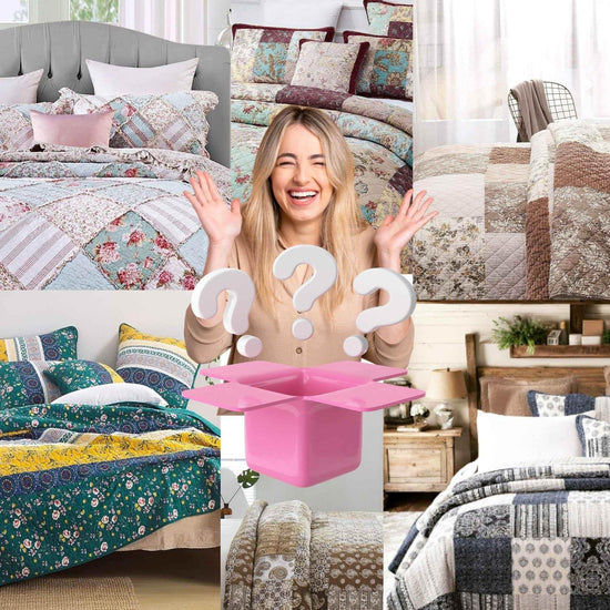 Random Mystery Box - Cotton Patchwork Quilted Bedspread Coverlet Set Bedspreads by DaDalogy Bedding Collection
