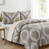 DaDa Bedding Rustic Grey Mosaic Distressed Medallion Reversible Quilted Bedspread Set (SD16299) Bedspreads by DaDalogy Bedding Collection